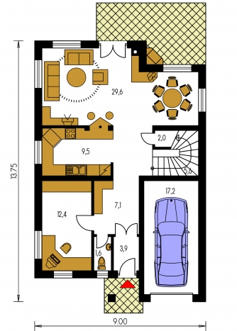 Floor plan of ground floor - KLASSIK 143